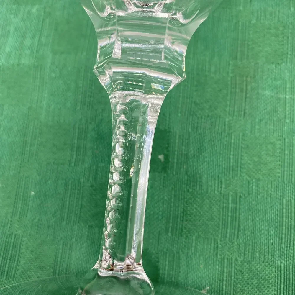 Stuart Minuet Cut Crystal Hand Blown Water Goblet Vertical Lines On Stem 6.5” T